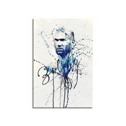 Sinus Art Leinwandbild Zinedine Zidane III 90x60cm Keilrahmenbild Kunstbild Aquarell Art Wandbild auf Leinwand fertig gera