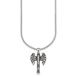 Bruno Banani Kette mit Anhänger Schmuck Geschenk, Halskette Doppel Axt Kreuz Venezianerkette Silber, silberfarben
