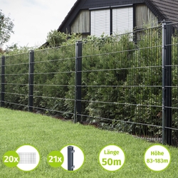 HORI Doppelstabmattenzaun Anthrazit Zaun Matten inkl Pfosten 6/5/6 GartenzaunKOMPLETTSET-jetzt wählen! ✔ 6 Höhen und Eckpfosten ✔
