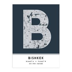 Bischkek Kirgisistan Stadtplan Typografie ungerahmter Wandkunstdruck 18 x 24 Zoll